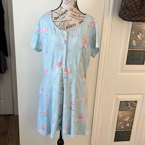 Disney Light Blue Midi Dress with Pink Accents